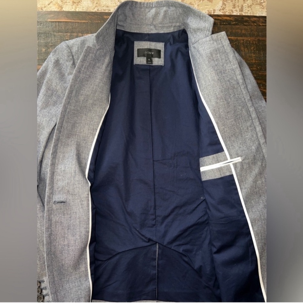 COPY - J. Crew Grey Regent Chambray Cotton Blazer Jacket size 12 - Picture 6 of 7